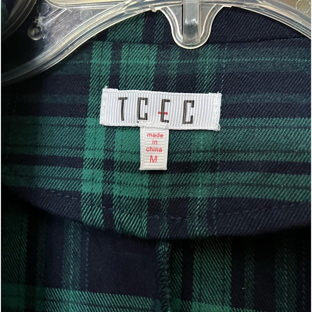 TCEC Plaid Blazer Size Medium Green and Blue Shoulder Pads Holiday Christmas - Picture 6 of 8